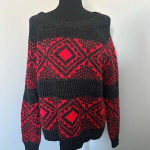 American Eagle Aztec Crochet Wool Blend Sweater Womens XL